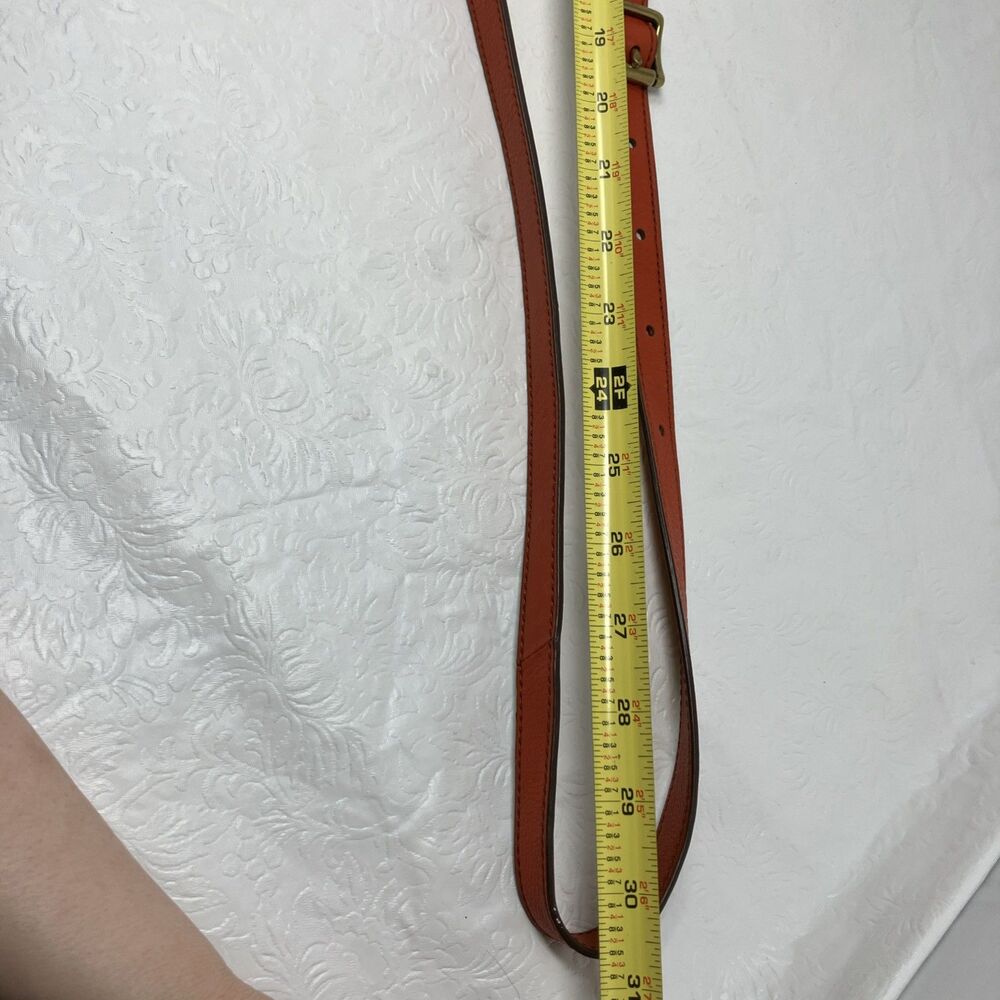 Fossil Orange Leather Turnlock Flap Satchel Crossbody Shoulder Bag Vintage - Picture 4 of 16